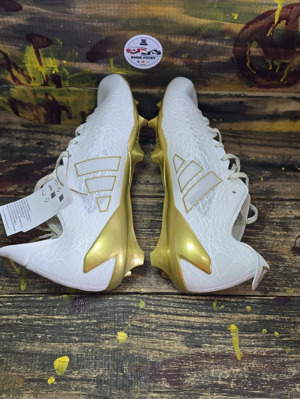 adidas Adizero Electric JH6254 Football Cleats White Gold 3M Reflective sz 11